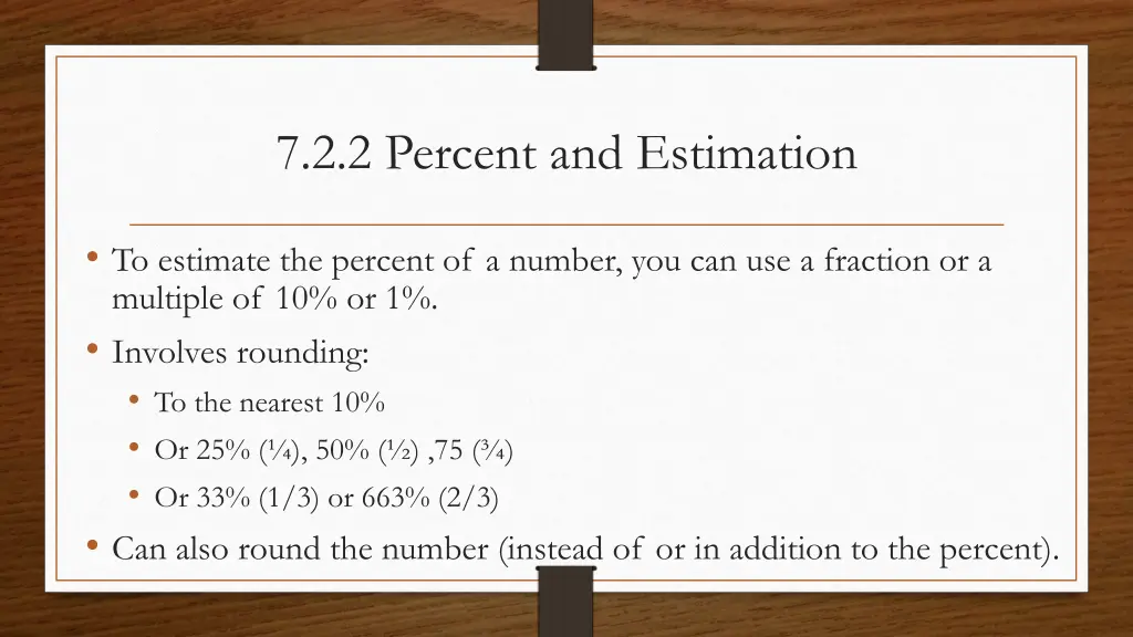 7 2 2 percent and estimation