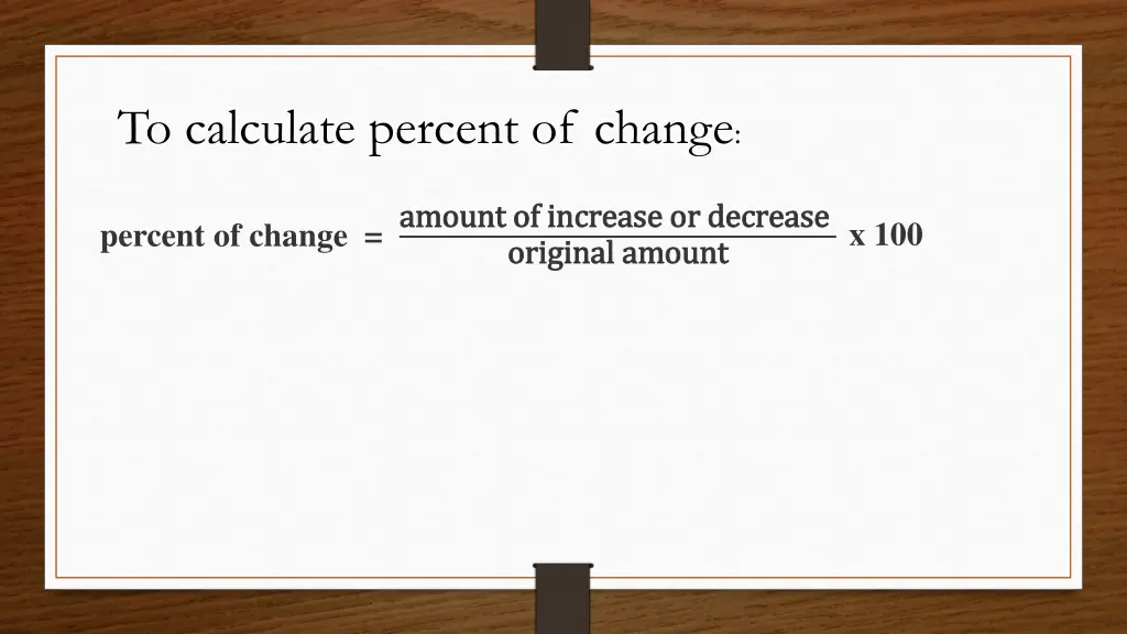 to calculate percent of change