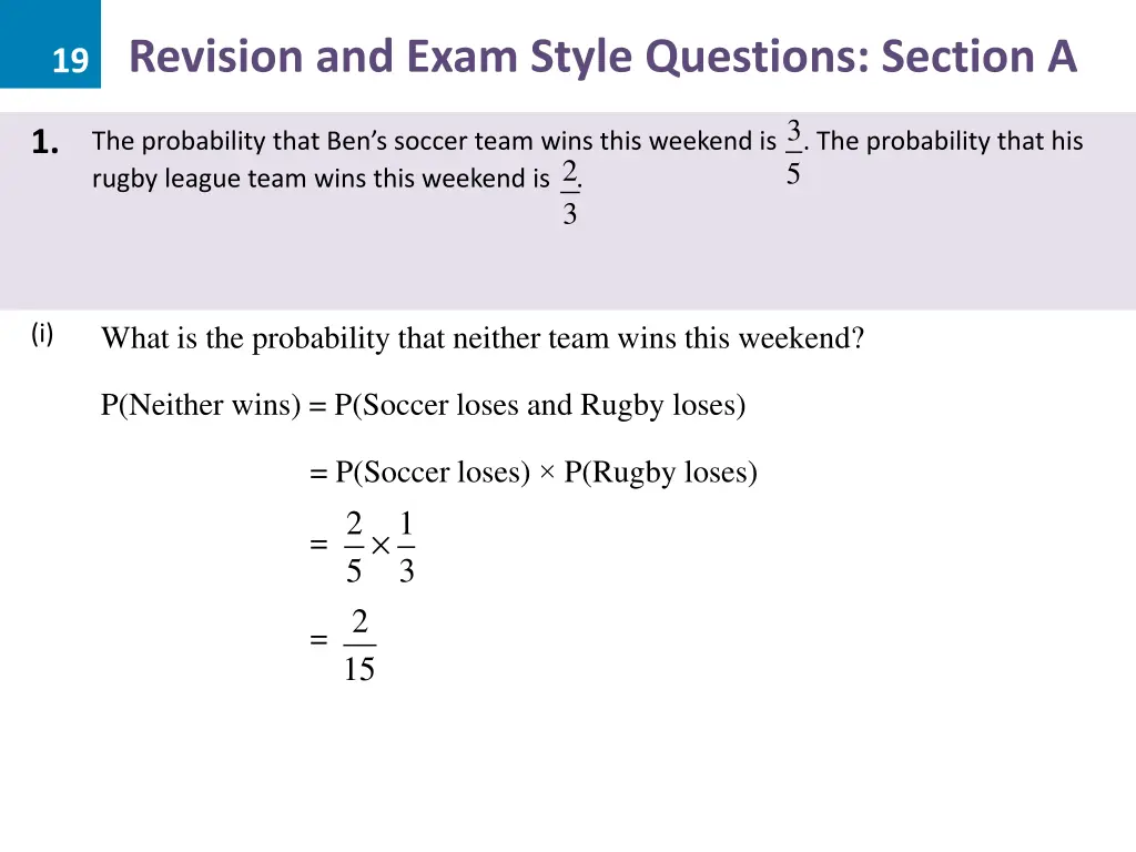 19 revision and exam style questions section a