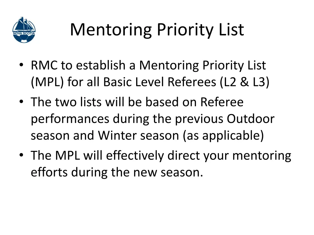 mentoring priority list