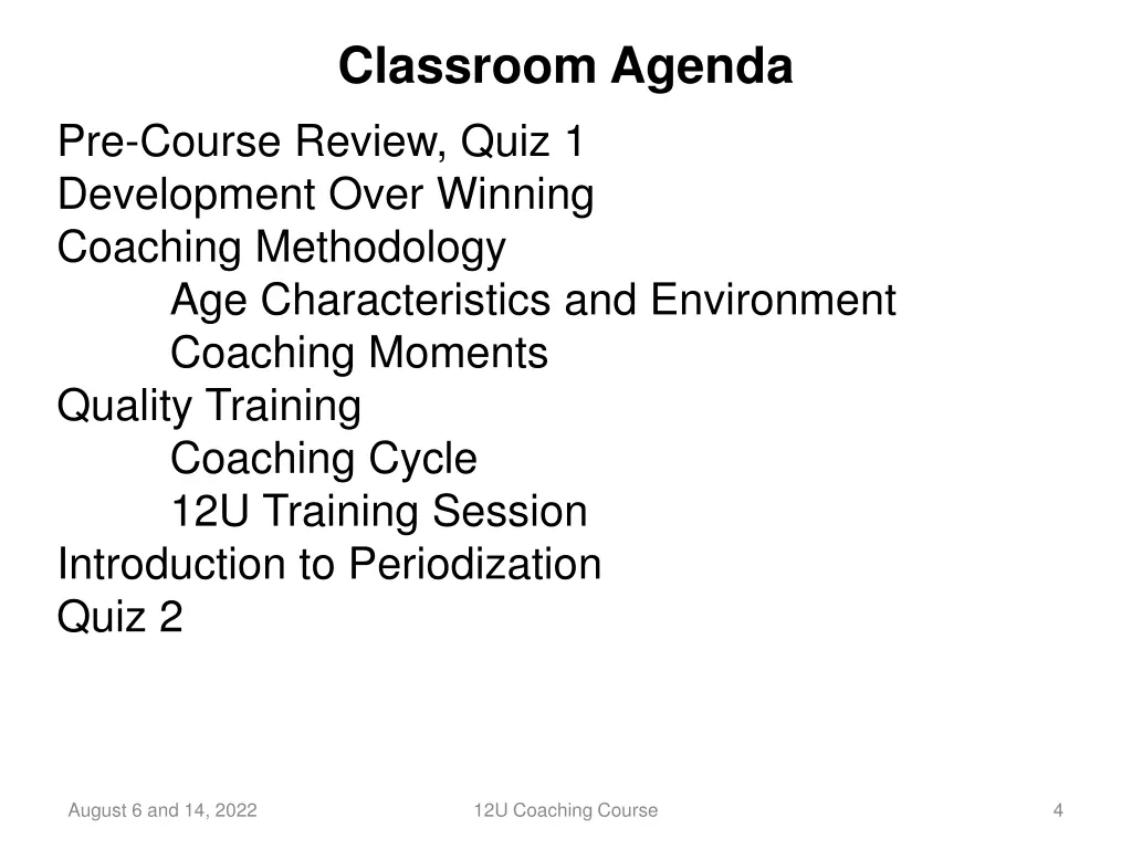 classroom agenda