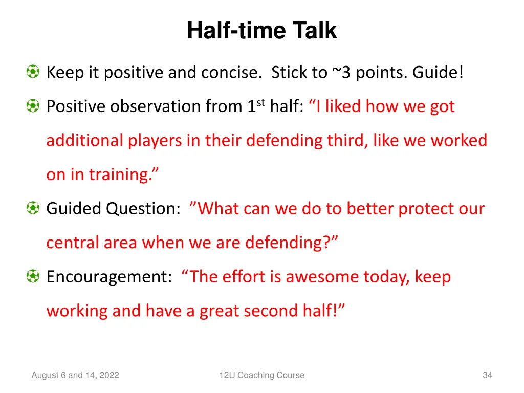 half time talk