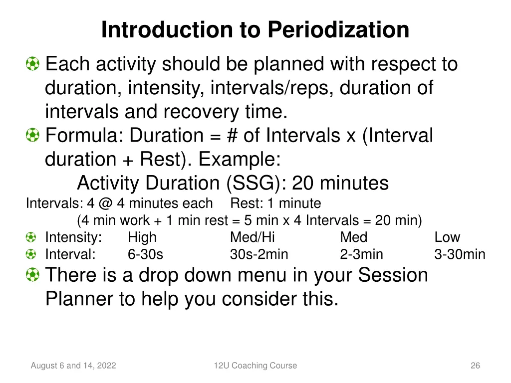 introduction to periodization each activity