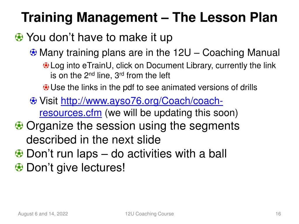 training management the lesson plan