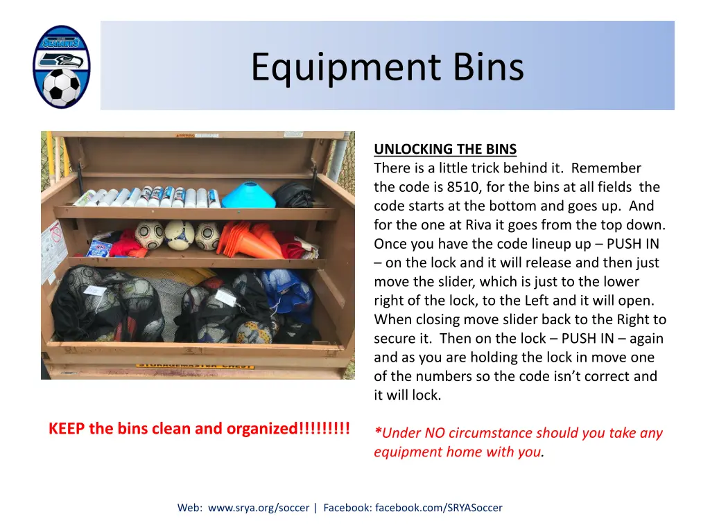 equipment bins