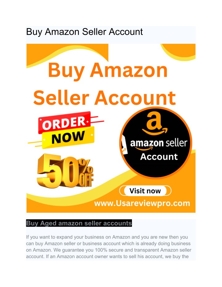 buy amazon seller account