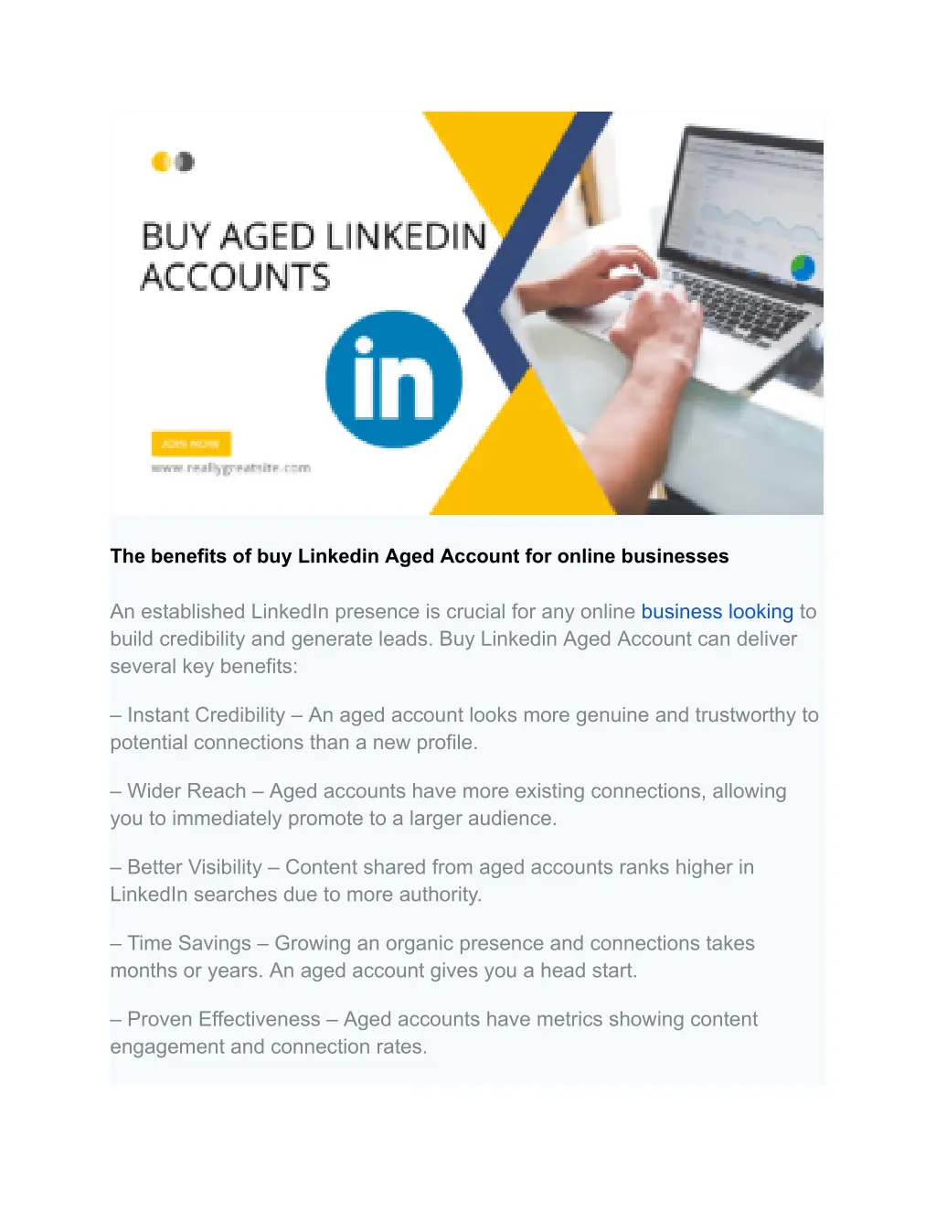 the benefits of buy linkedin aged account