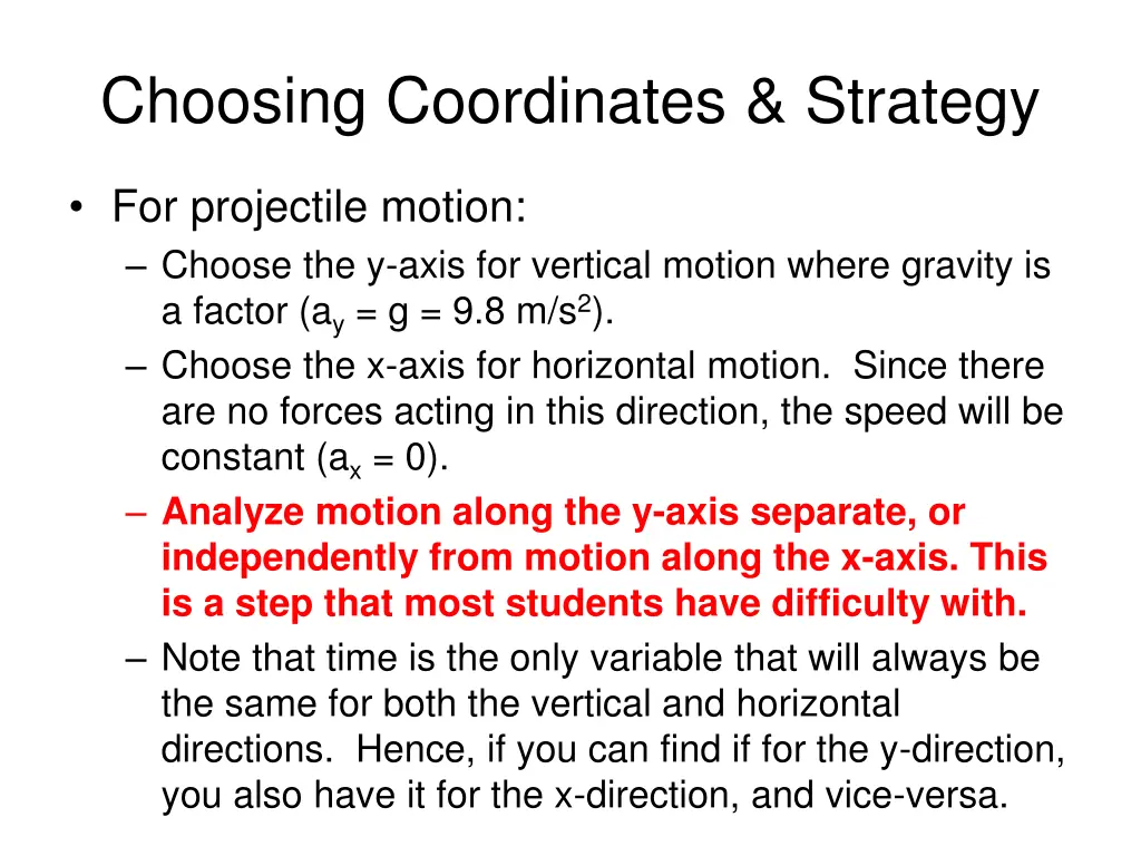 choosing coordinates strategy