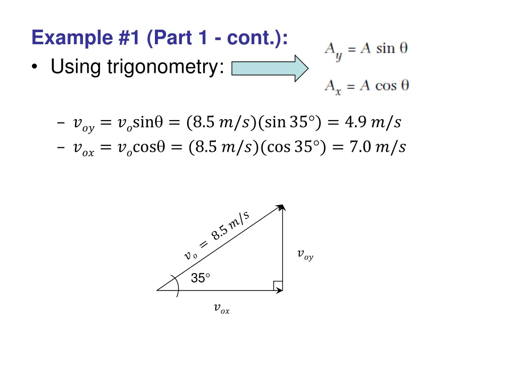 example 1 part 1 cont using trigonometry