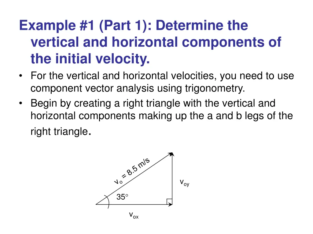 example 1 part 1 determine the vertical