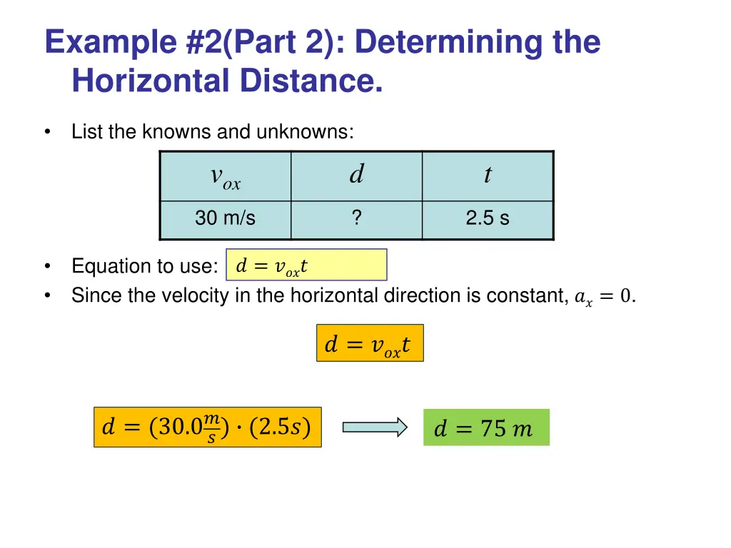 example 2 part 2 determining the horizontal