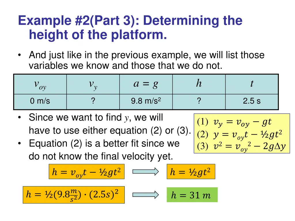 example 2 part 3 determining the height