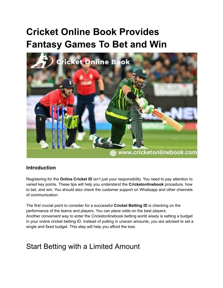 cricket online book provides fantasy games