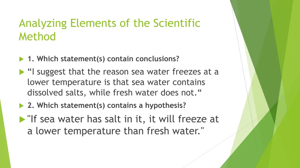 analyzing elements of the scientific method