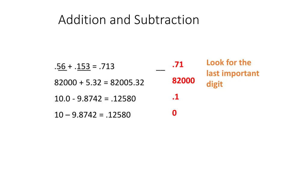 addition and subtraction