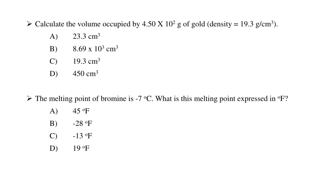 calculate the volume occupied