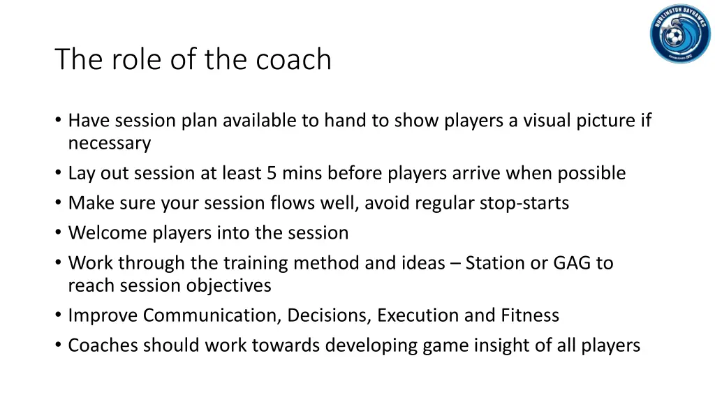 the role of the coach