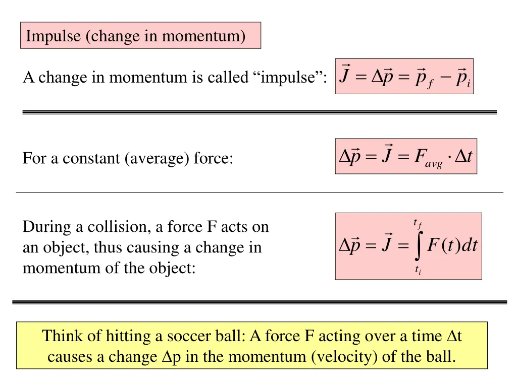 impulse change in momentum