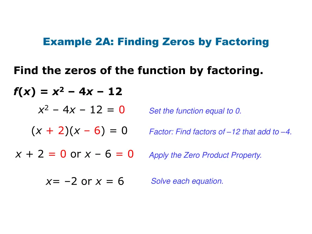 example 2a finding zeros by factoring