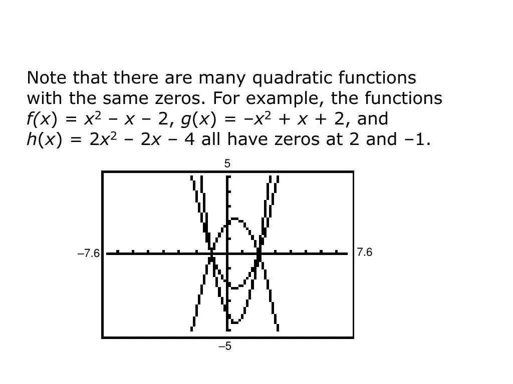 note that there are many quadratic functions with