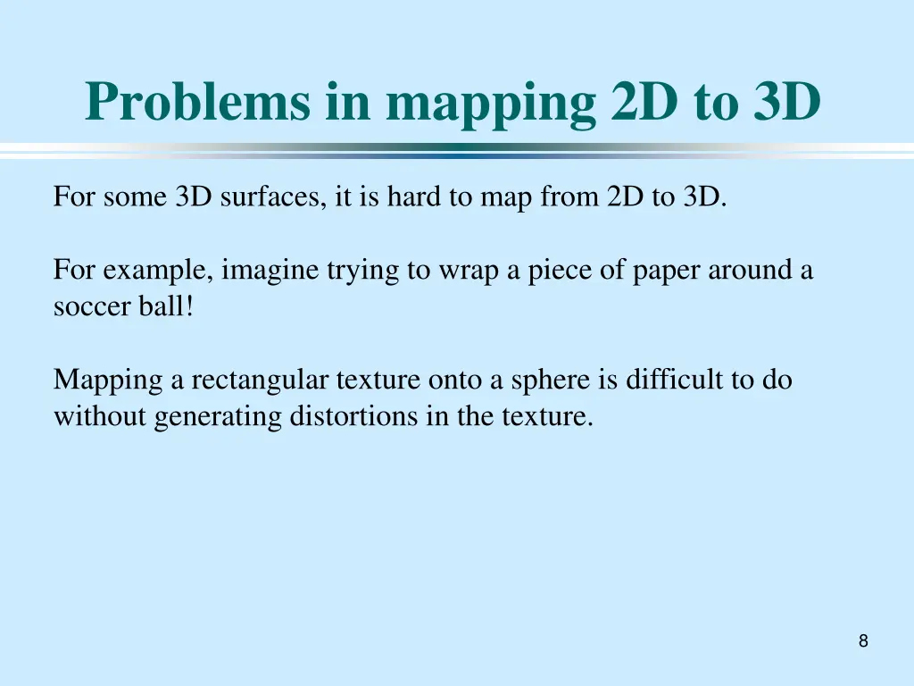 problems in mapping 2d to 3d