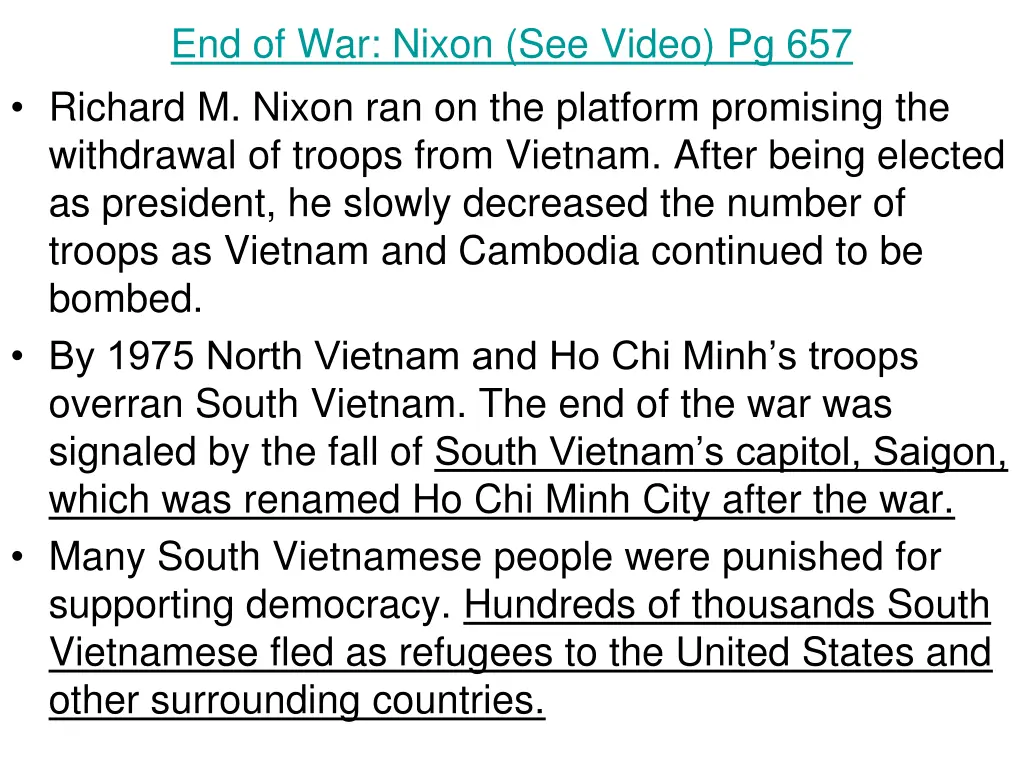 end of war nixon see video pg 657 richard m nixon