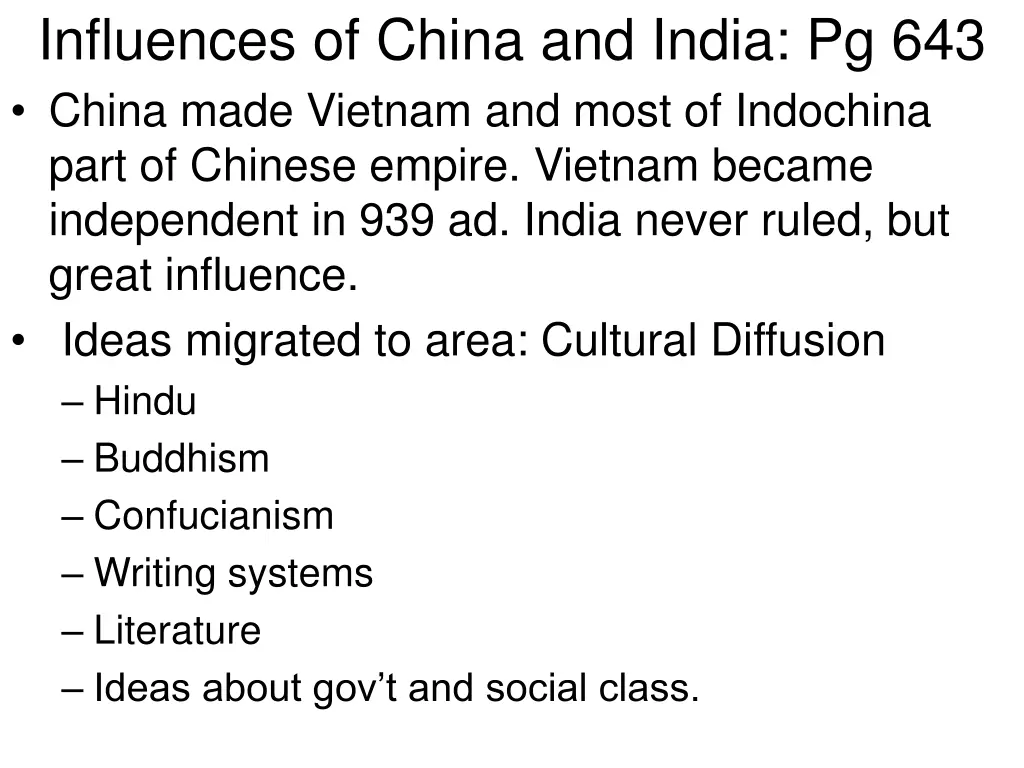 influences of china and india pg 643 china made