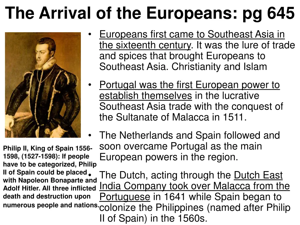 the arrival of the europeans pg 645