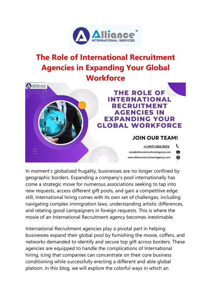 the role of international recruitment agencies