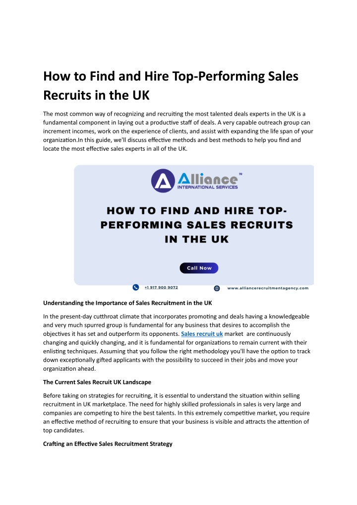 how to find and hire top performing sales