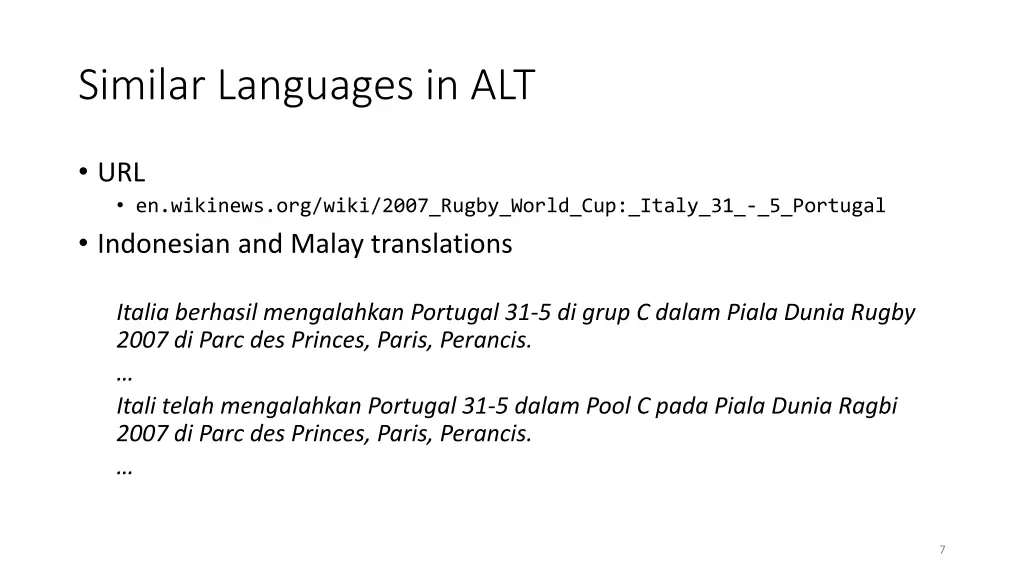 similar languages in alt 1