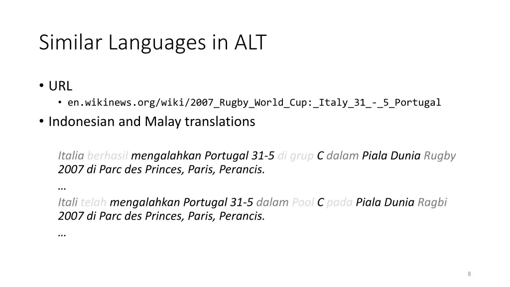 similar languages in alt 2