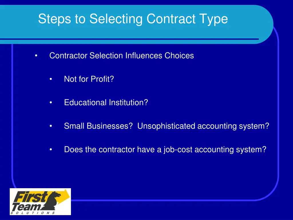 steps to selecting contract type 1