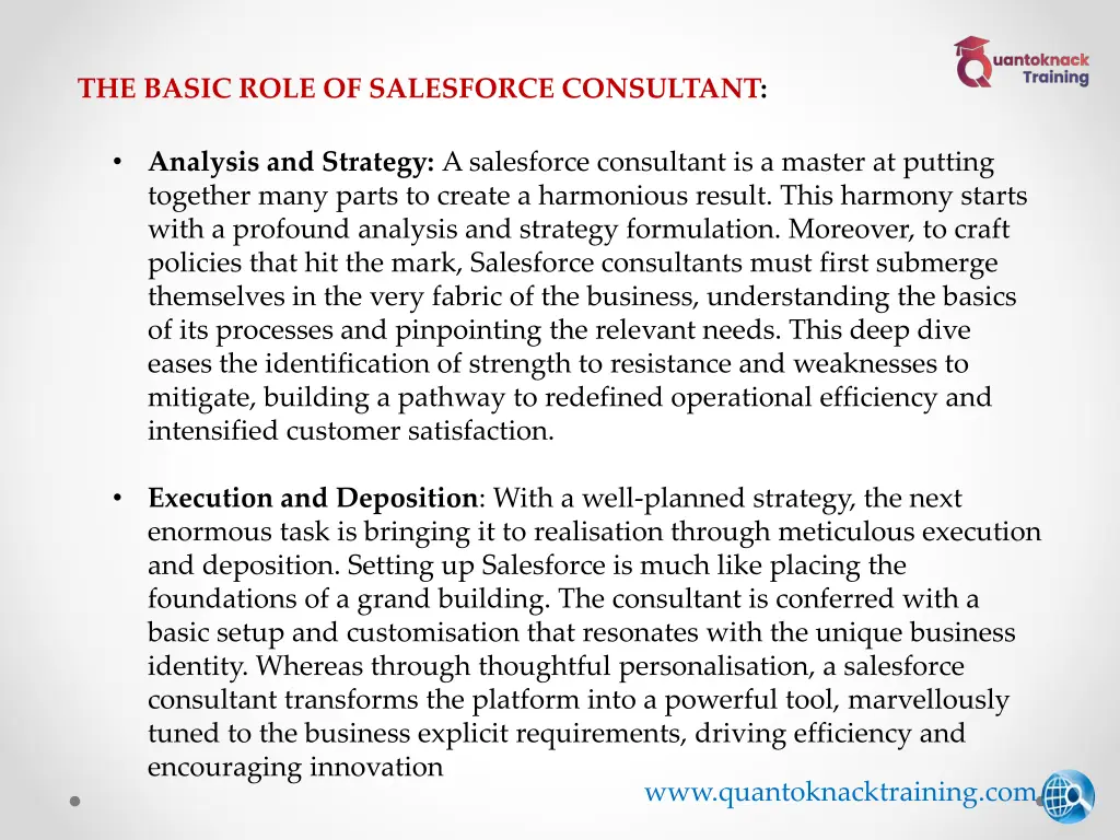 the basic role of salesforce consultant