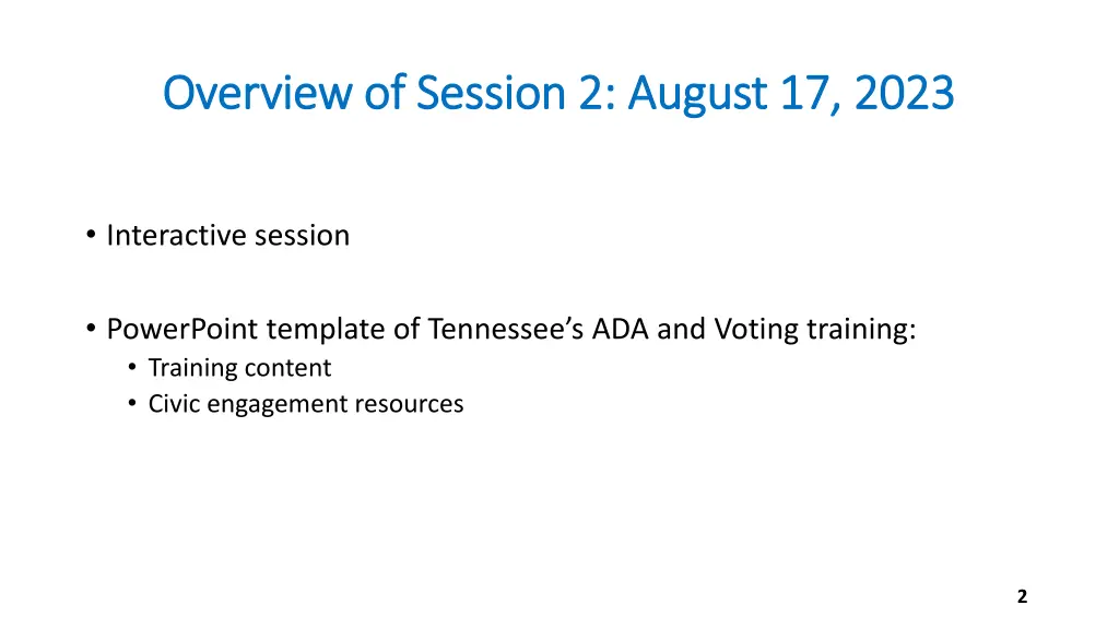 overview of session 2 august 17 2023 overview