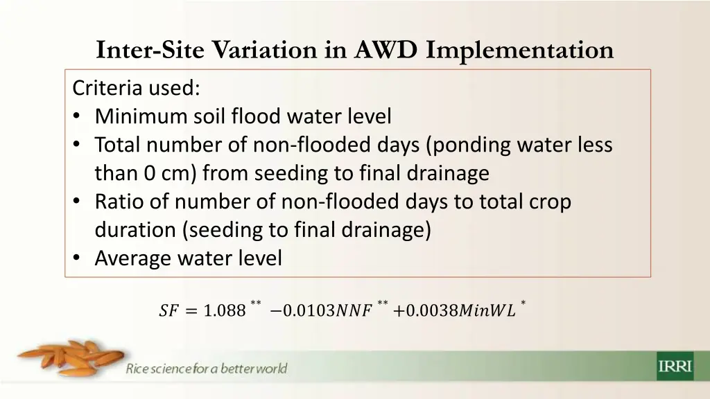 inter site variation in awd implementation