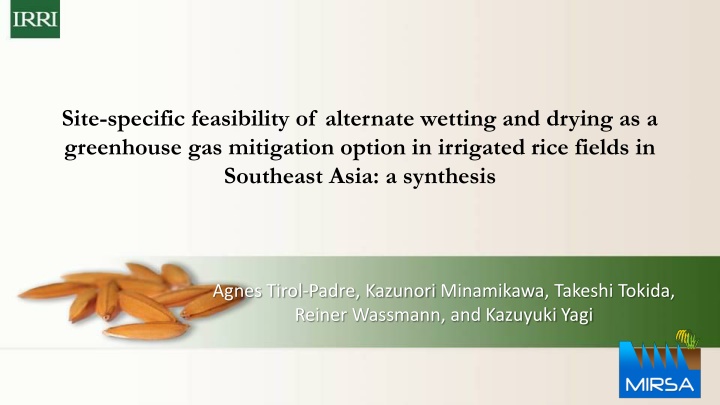 site specific feasibility of alternate wetting