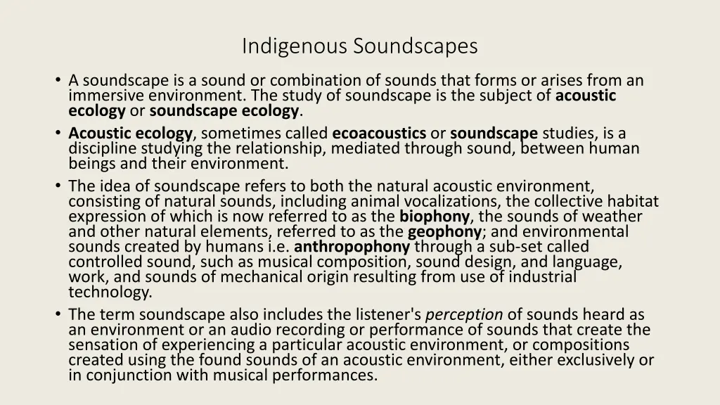 indigenous soundscapes