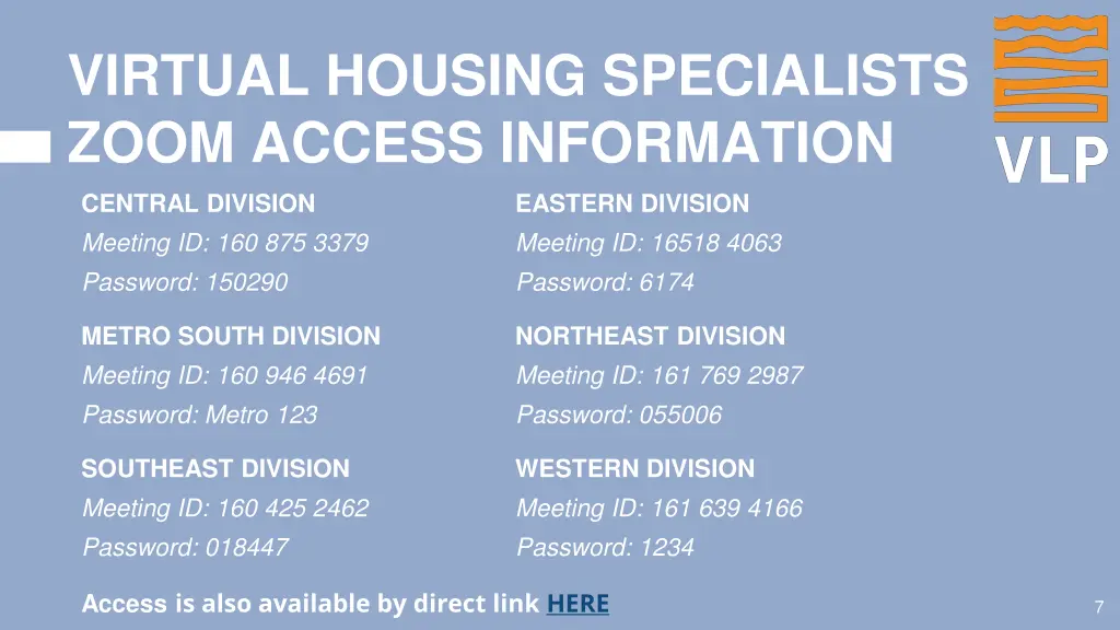 virtual housing specialists zoom access