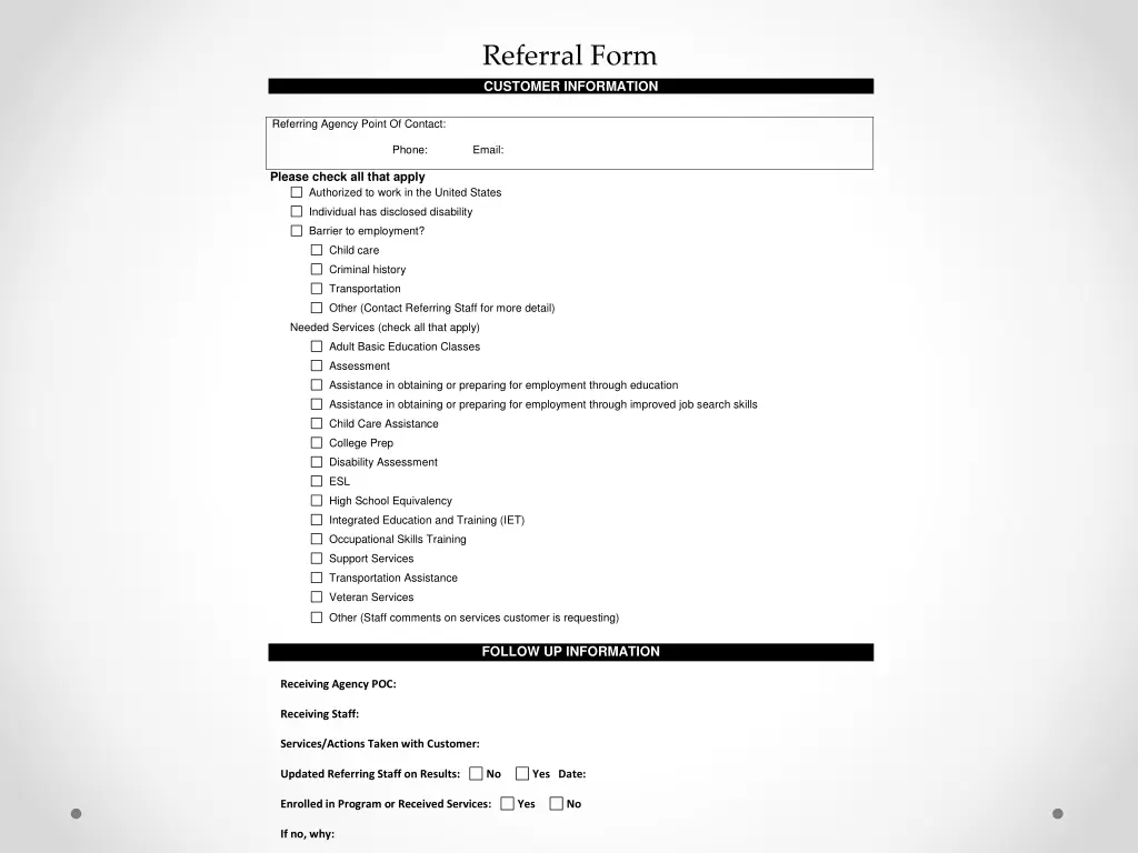 referral form