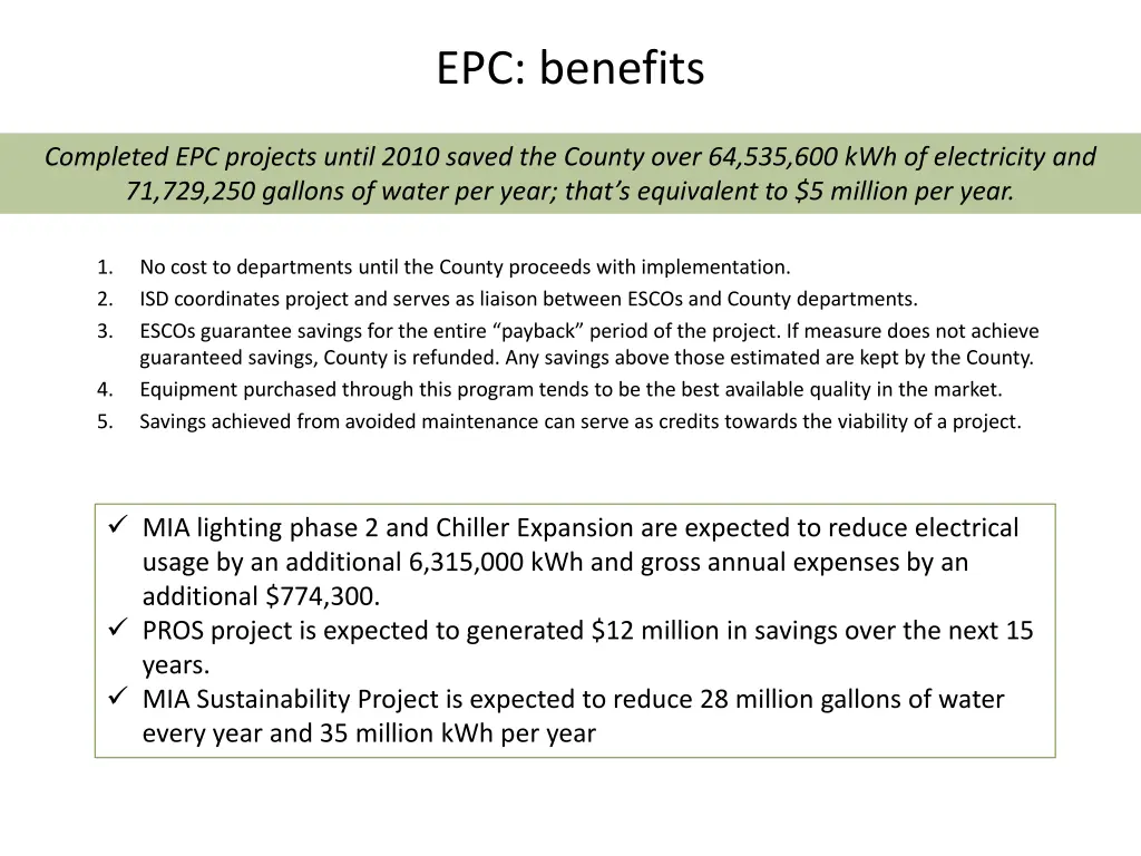 epc benefits