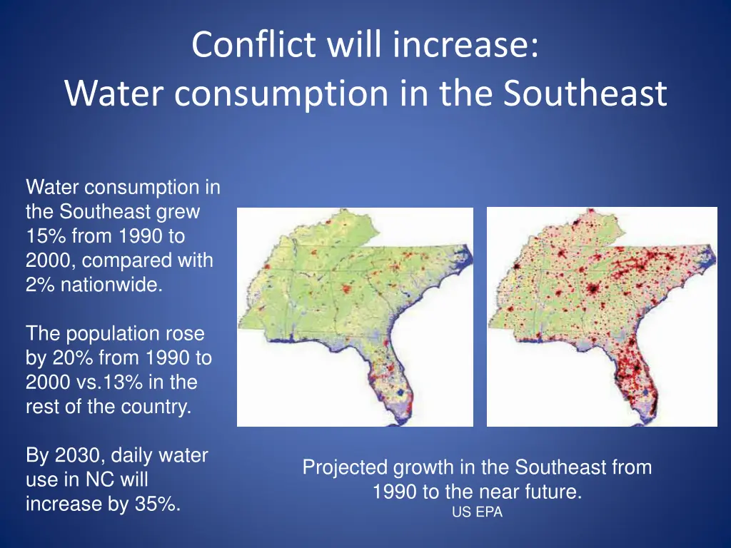 conflict will increase water consumption