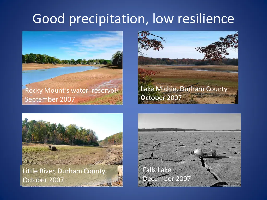 good precipitation low resilience