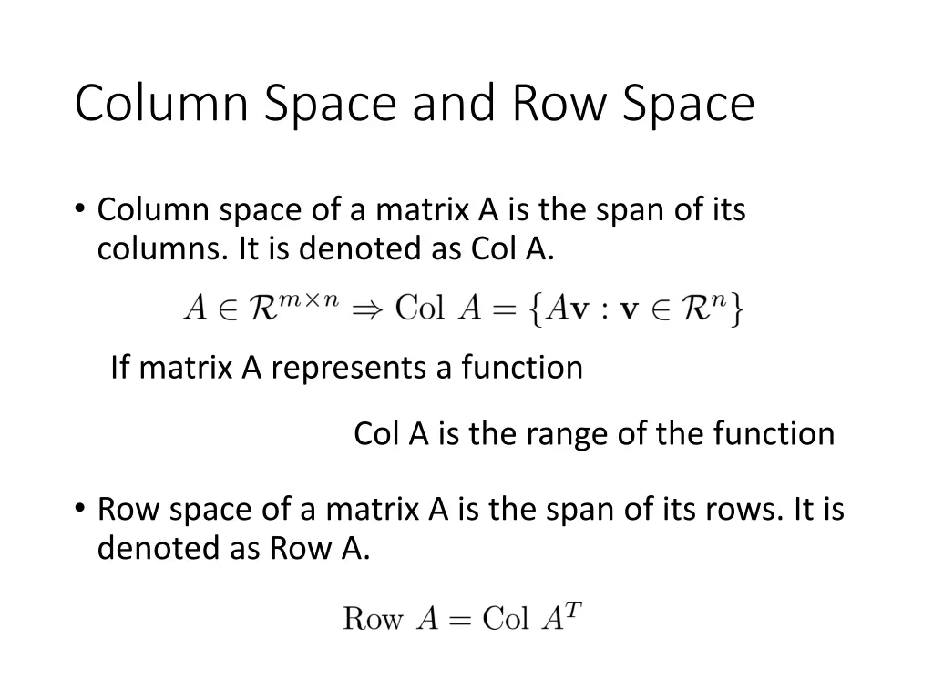 column space and row space