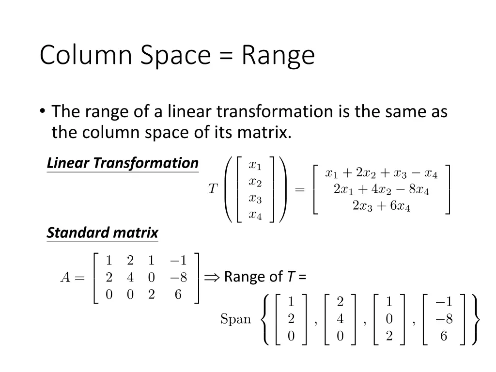 column space range