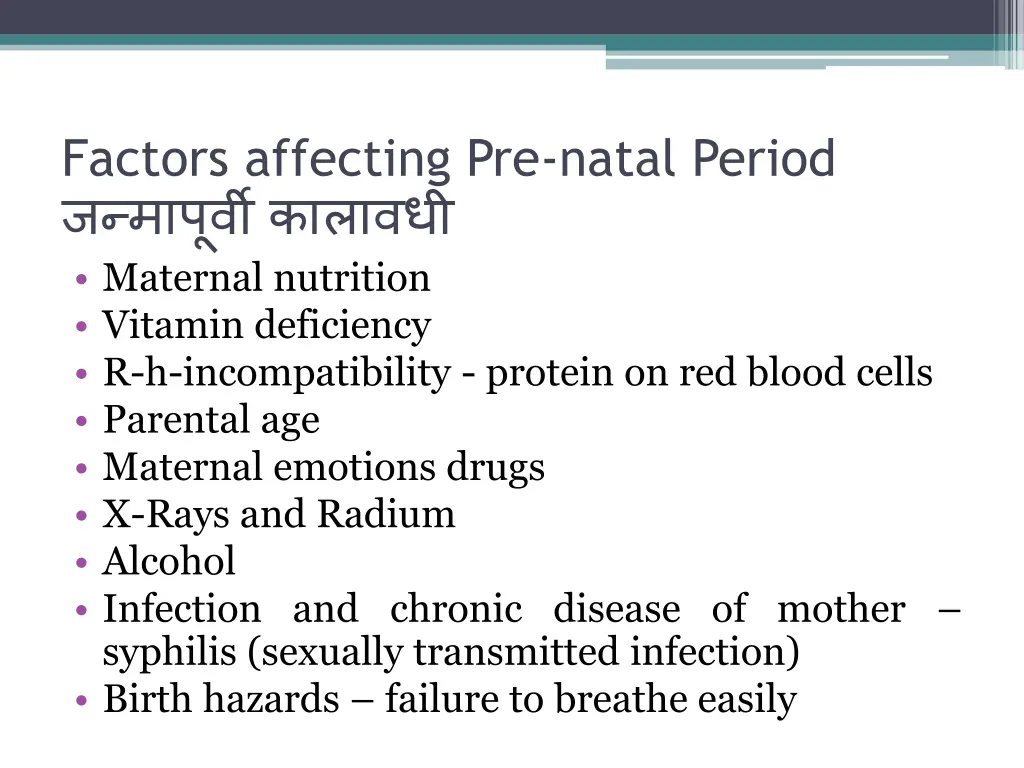 factors affecting pre natal period maternal