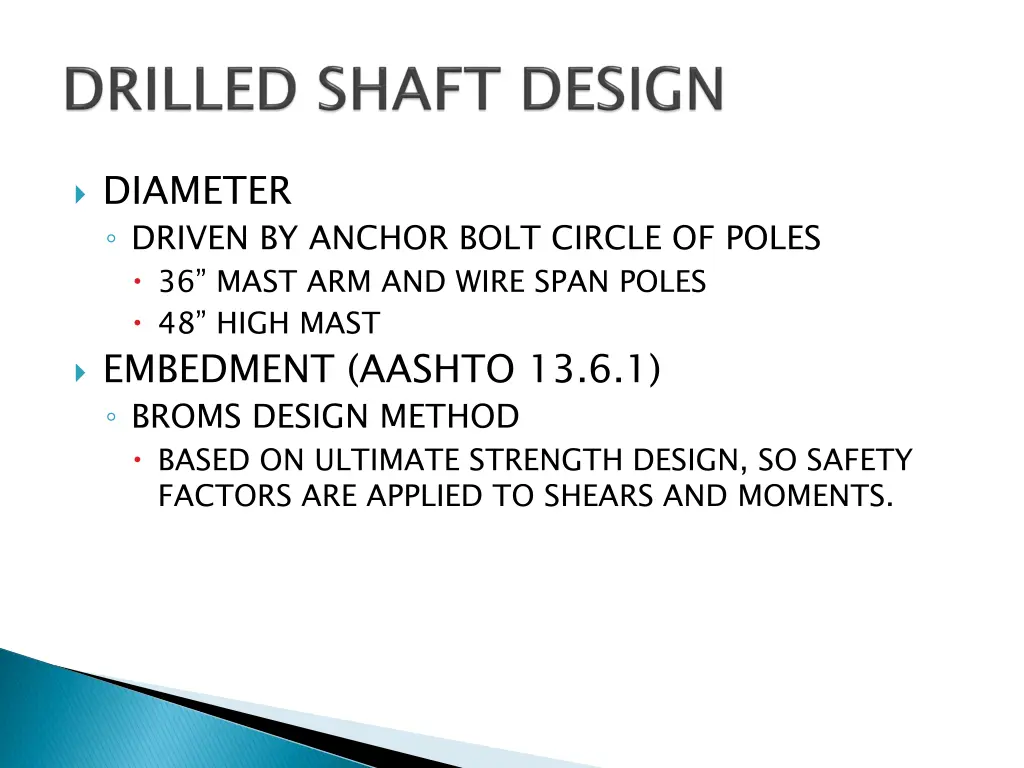 diameter driven by anchor bolt circle of poles