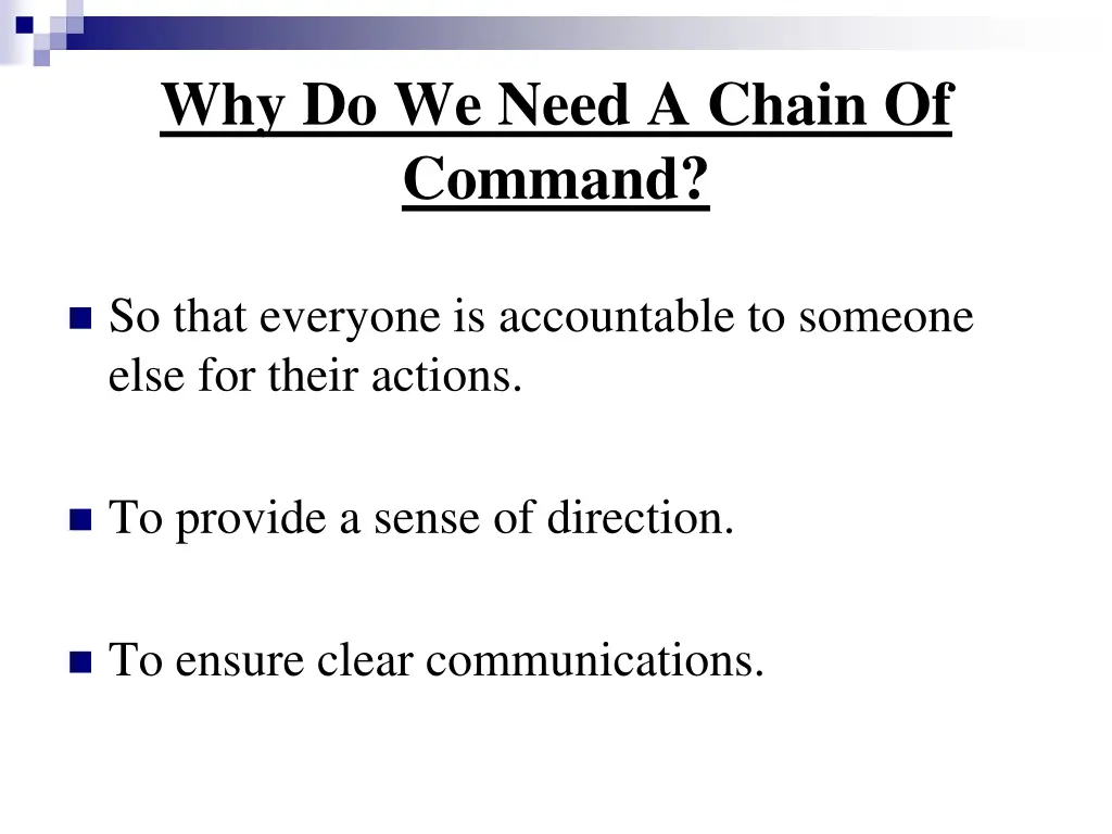 why do we need a chain of command 1