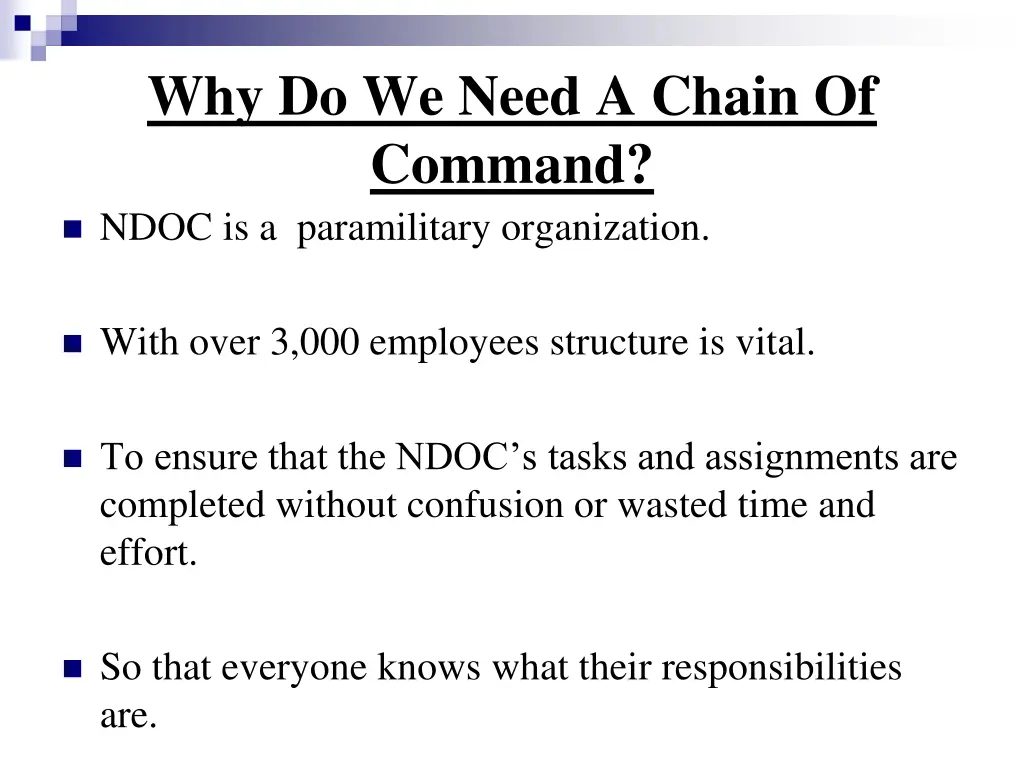 why do we need a chain of command ndoc