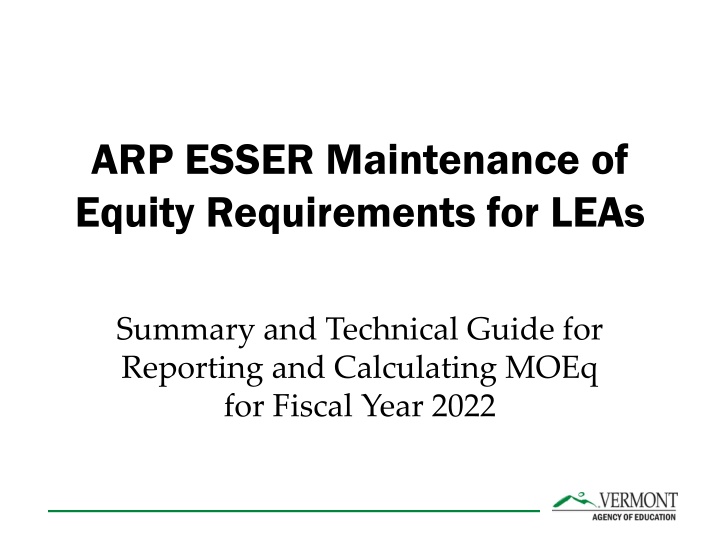 arp esser maintenance of equity requirements